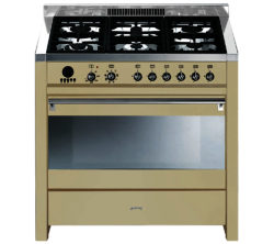 SMEG  Opera 90 Dual Fuel Range Cooker - Cream & Stainless Steel